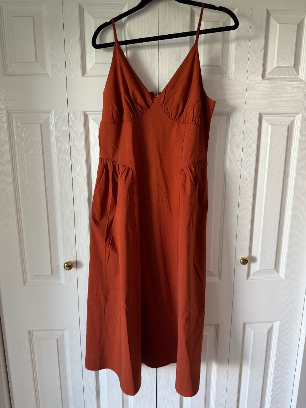 Express Rust Orange Midi Dress Size Large Bustier Style Pockets NWT